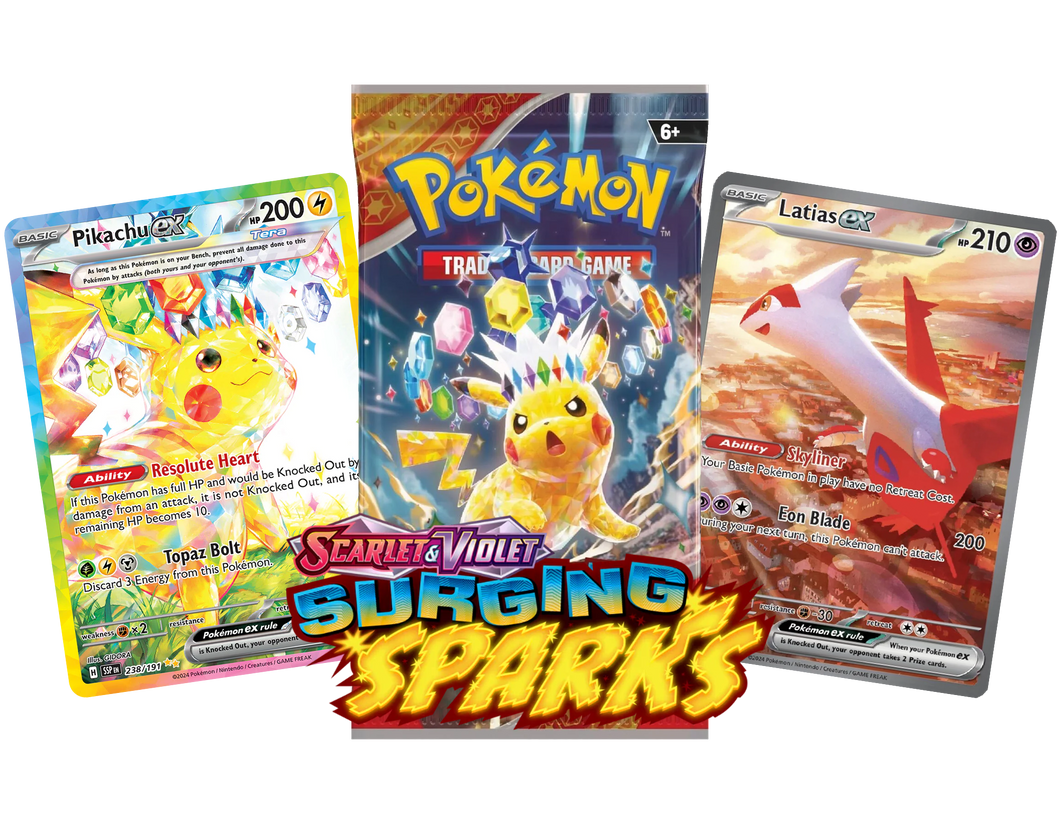 Pokemon: Surging Sparks SV08 Booster Pack x1 DJDEEMO.COM Pokemon: Surging Sparks SV08 Booster Pack x1 DJDEEMO.COM