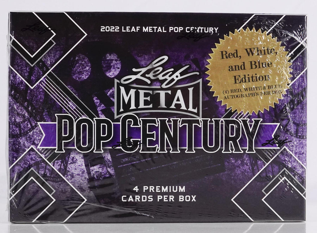 2022 LEAF METAL POP CENTURY RED WHITE AND BLUE HOBBY BOX (4 CARDS) x1